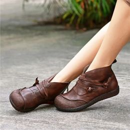 LOOZYKIT Hot Sales Autumn Winter Retro Women Boots Fashion Genuine Leather Ankle Boots Zapatos De Mujer Vintage Warm Botas 201106