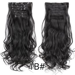 Wavy Curled Natural Black Clip In Hair Extensions Thick Full Head Long Clips Soft Silky