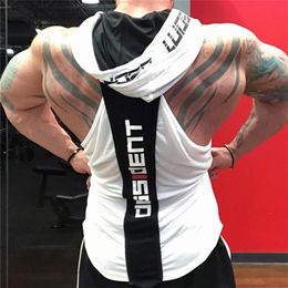 Men Tank Tops Gyms Clothing Fitness Sleeveless hoodies Vests Cotton Singlets Muscle Men Joggers vest Bodybuilding Clothing 220527