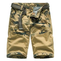 Men's Shorts Summer Cargo Short Men Camouflage Patchwork Color Mens Casual Streetwear Mid-waist Knee Length Beach MaleMen's