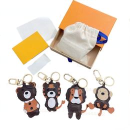 Brand Cartoon Bear Lion Tiger Designer Keychains Kawaii Bag Leather Pendants Wholesale