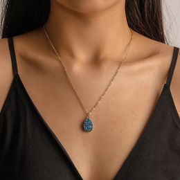 Temperament Crystal Heart Pendant Necklace For Women Kpop Sweet Full Rhinestone Thin Chain Lirlfriend Love Neck Jewellery