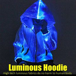 Men's Hoodies & Sweatshirts Lumisonata Men DJ Dance Show Music Festival Nightclub Street Windbreaker Zip UP Hoodie Zipper Led Light 7 Colors