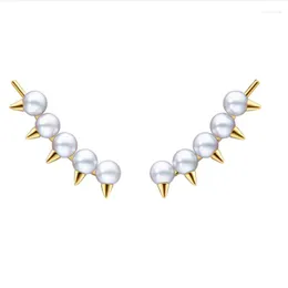 Stud Kurshuni Pearl And Rivet Ear Hook Cuff Clip Earring For Women Luxury Quality Designer Jewelry Trend Gift Korean Danger Tribe Moni22