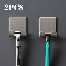 Hooks & Rails Punch Free Razor Holder Storage Hook Wall Shaving Shower Shelf Bathroom Rack Accessories For Cell Phone Wire Plug HookHooks