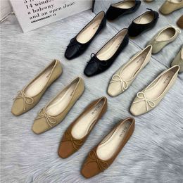Slipper 2023 Flat Shoe Women Low Heel Ballet Square Nose Shallow Brand Brief on Loafer Zapato De Mujer 220622