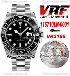 VRF V3 GMT II BLNR VR3186 Automatic Mens Watch Black Ceramic Bezel Green Hands 904L Steel Case And OysterSteel Bracelet Same Serial Card Super Edition Timezonewatch B