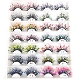 Glitter Shimmery Fluffy Eyelashes 25mm False Eyelash New 3D Colour Changing Colourful Glowing Fluorescent Stage Makeup