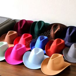 Wool Felt Western Cowboy Caps Men and Women Big Brim Outdoor Hat Hip-hop Retro Sunscreen Fedora Trilby Hats Man Cap