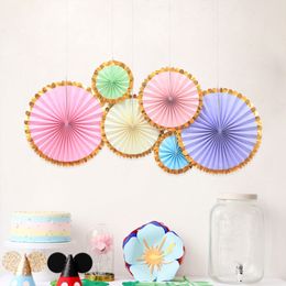Paper Fans Decorative Folding Fans Round Party Decorations Flowers DIY Background Decorations for Christmas Birthday MJ0533