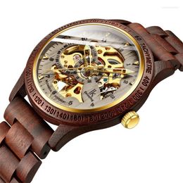 Wristwatches IK Colouring Casual Fashion Wooden Men's Automatic Mechanical Watch Strap Hollow Transparent Sports Mens