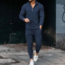 Gym Clothing Set Top Trousers Pure Colors Men Outfit Relaxed Fit Retro PantsGym