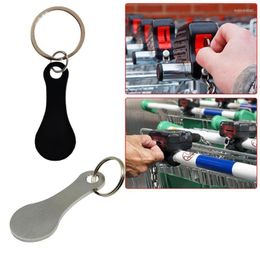 Keychains Keychain Trolley Unlock Release Key Stainless Steel Made Rings Shopping Token Coin Ring Metal Chains Enek22