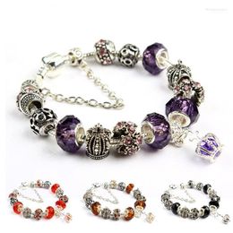 Charm Bracelets Drop Korean Style Women Magic Bracelet-Crystal Chain & Murano Glass Bead Of Girl Fashion Jewelry1