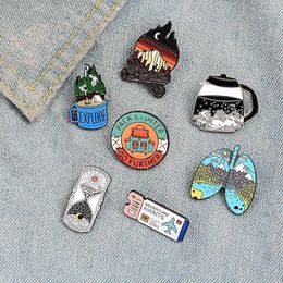 Pins Brooches Heart Needle Hourglass Brooch Cup Explore Outdoor Adventure Badge Alloy With Oil And Paint Air Ticket Cute Pin Kirk22