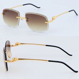 New Designer Diamond cut Lens Rimless Sunglasses Luxury Metal Womens Sun glasses Frame 18K Gold UV400 Lens Male and Female Adumbral Size:60-20-140MM Sunglasses