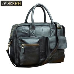 Quality leather Men Fashion Handbag Business Briefcase Commercia Document Laptop bag Black Male Attache Portfolio Tote Bag b331 201120