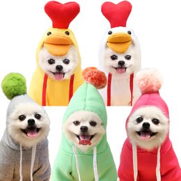 Linda ropa de perros de frutas para perros pequeños sudaderas con capucha de vellón tibio