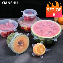 12Pcs / 18Pcs Reusable Silicone Stretch Cover Food Fresh-Keep Sealing Cover Refrigerator Microwave Oven Sealing Silicone Lids 201120