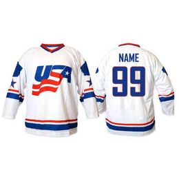 Nik1 custom Vintage Team USA bule White Ice Hockey Jersey Men Stitched Customise any number and name Jerseys