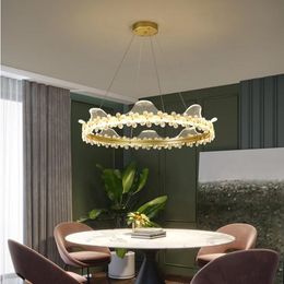 Pendant Lamps Heng Yuan European Crystal Petal Round Chandelier Modern Design Led Lamp Living Room Dining Bedroom Decorative LightingPendant