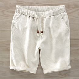 Italy Pure linen Shorts Men Casual Elastic Waist Fashion Shorts For Men Short 3038 Size masculino bermuda masculi 220629