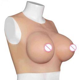 Real Feeling Soft Round Neck D Cup Artificial Silicone Big Breast Boobs Form Crossdresser for Female Women Crossdressing Cosplay H220511