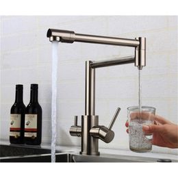Philtre Kitchen Faucet Drinking Water Single Hole Black Hot and cold Pure Water Sinks Deck Mounted Mixer Tap DR89 T200424