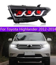 Car Headlights Assembly for Toyota Highlander 2012-2014 Kluger LED Lens Front Lamp High Beam Angel Eye Headlight