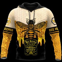 Men's Hoodies & Sweatshirts Musim Gugur Dingin Baru Pria Hoodie 3D Cetak Indah Lebah Penjaga Fashion Kasual Unisex Zip Pullover Harajuku Str