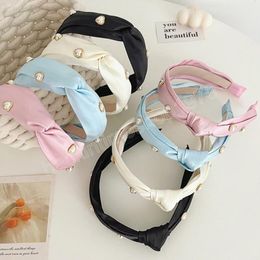 Fashion Headband Fresh Side Knuckle Individuality Hairband Women Solid Color Headwear Pearls Hair Accessories