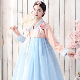 Ethnic Clothing Female Korean Traditional Fairy Dress Women Stage Performance Fluffy Costume Multicolor Hanbok Folk Top Skirt SetsEthnic