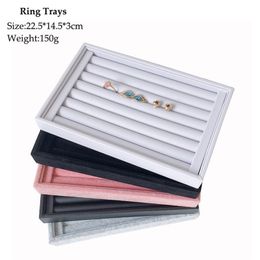 Velvet Jewelry Flat Trays Box Earring Rings Storage Box Jewelry Case Display Convenient Charming Women Rings Trays Makeup 220812