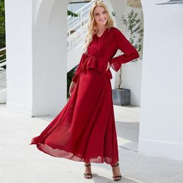 Ethnic Clothing Muslim Dress Double-layered High-dense Chiffon Long Women Dubai Abaya Turkey Fashion Dresses