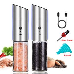 BEEMAN Electric Grinder USB Rechargeable Salt and Pepper Shaker Automatic Spice Mill with Adjustable Coarseness 220727