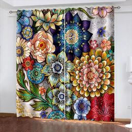 Curtain & Drapes Boho Window Curtains Beautiful Flower Patterns Design Blackout Decorative Bedroom Living Room Kids GiftsCurtain &Curtain