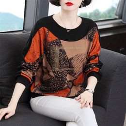 Autumn O Neck T Shirt Woman Long Slevee Oversized T-shirt Loose Korean Style Plus Size Women s 220402