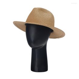 Wide Brim Hats 2022 Big Size 59 60cm Jazz Straw Hat Summer Women Men Beach Sun Cap UV Protection Fedora Elob22