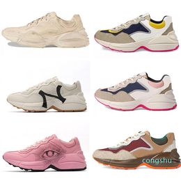 Top quality Luxury designer casual shoes Luxurys Chaussures Ladies Shoe women Designers Sneaker Rhyton Sneakers Beige Men Trainers platform shoes 3