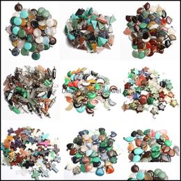 Charms Jewelry Findings Components Mixed Natural Stone Gem Pendant Love Heart Star Pendants For Making Diy Br Dhcrk