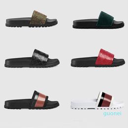 Tasarımcı Terlik Erkek Kadın Slaytlar Deri Kauçuk Sandal Baskı Platformu Ayakkabı Moda Rahat Çizgili Terlik Orijinal Kutusu ile 35-48 K885