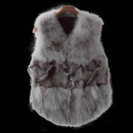 Women's Fur & Faux Real Vest Coats Women Clothes Korean Slim Elegant Vests Winter Warm Vintage Short Coat Chalecos Para Mujer ZL525Women's W