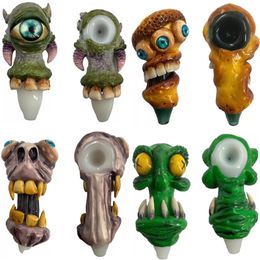 novelty 3D Hand Pipes Heady dry herb tobacco Pipe Cartoon Coloured drawing Oil Burner Pipe