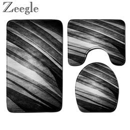 Zeegle 3pcs Green Bath Mat Set Non-Slip Toilet Seat Cover Absorbent room Carpet Flannel Floor Pad 220504