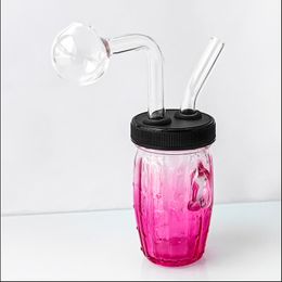 Oil burner bubbler Dab Rig Hookah Recycler Water Pipe Smoking Pipes Portable Color Glass Percolater Bongs Clear big head Bowl Shisha cactus glassware for Smoker Gift