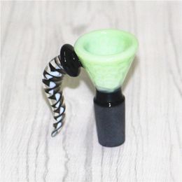 Smoking Glass Slide Bowl 14mm 18.8mm Male Joint Colourful wig wag bowls dry herb holder bowl pieces for Oil Rig Dab Rigs