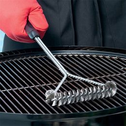 Barbecue Grill BBQ Brush Clean Tool Accessories Stainless Steel Bristles Nonstick Cleaning Brushes 220813
