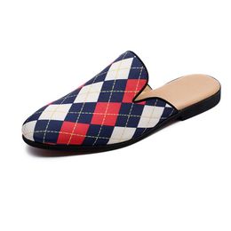 Dress Shoes Men's Slip-On Slippers On Backless Loafers Open-back Sandals Fashion Lattice Cool