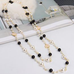 Chains Rose Flower Pearl Long Necklace Multilayer Hanging Chain Fashion Ladies Clothing Jewellery AccessoriesChains