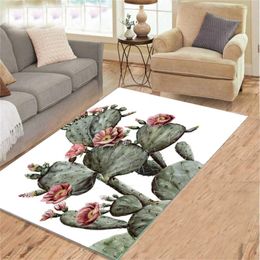 Carpets 2022 Style Cactus Print Carpet For Living Room Area Rugs Christmas Decor Washable Bedroom Bedside Floor